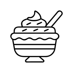 tiramisu ice cream icon, ice cream day line art, ice cream icon - simple black line art icon of tiramisu ice cream, symbolizing ice cream day celebrations. ice cream vector art.