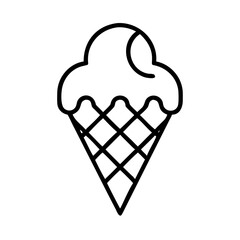 waffle cone icon, ice cream day line art, ice cream icon - simple black line art icon of waffle cone, symbolizing ice cream day celebrations. ice cream vector art.