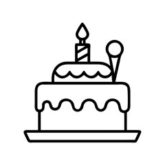 birthday cake ice cream icon, ice cream day line art, ice cream icon - simple black line art icon of birthday cake ice cream, symbolizing ice cream day celebrations. ice cream vector art.