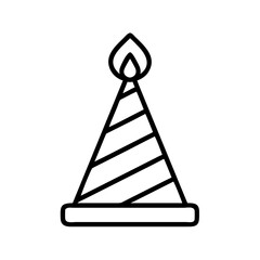 birthday cone with candle icon, ice cream day line art, ice cream icon - simple black line art icon of birthday cone with candle, symbolizing ice cream day celebrations. ice cream vector art.