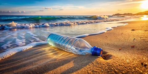 Beach Plastic Pollution: Environmental Disaster, Ocean Garbage, Plastic Bottle Waste, Coastal Cleanup