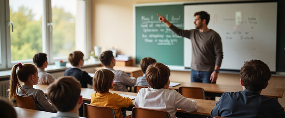 Teacher discusses International Holocaust Remembrance Day with students during classroom lesson