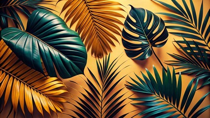 Beige Background Silhouette Tropical Leaves Abstract Art Print, Wall Decor, Botanical Silhouette, Minimalist Leaf Photography