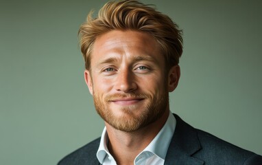 Confident businessman with a suit and a smile in a studio background, He looking at the camera