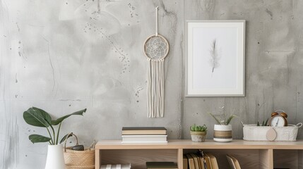 A minimalist dreamcatcher drawing on white paper