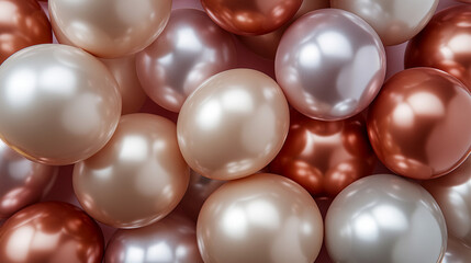 Pink gold silver brown beige balloons isolated for festive celebrations, decorative designs, and elegant creative artwork