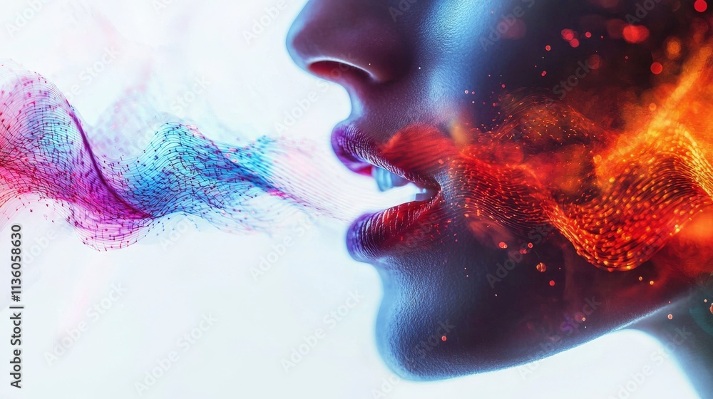 Leinwandbilder articulating sound waves a dynamic visualization of mouth movement studio digital art abstract close