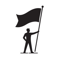 Fototapeta premium man holding a flag silhouette vector illustration