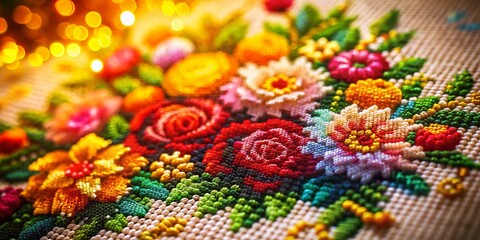 Bokeh Flower Cross Stitch Pattern, Embroidery Design, Floral Needlework, Cross Stitch Art, Beautiful Stitchery, Handmade Craft, Cozy Home Decor