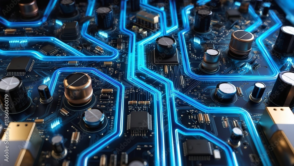 Poster circuit board background 3d rendered a futuristic abstract technology backgrounds.