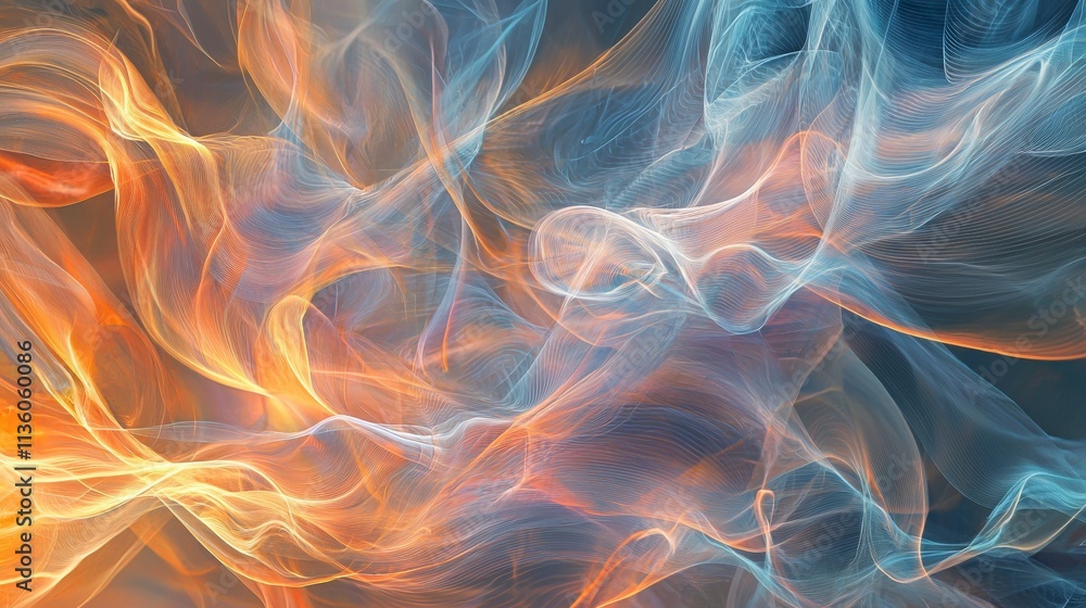 Aufkleber Dynamic abstract glowing lines illustrating tonal changes in modern art digital canvas vibrant colors artistic viewpoint