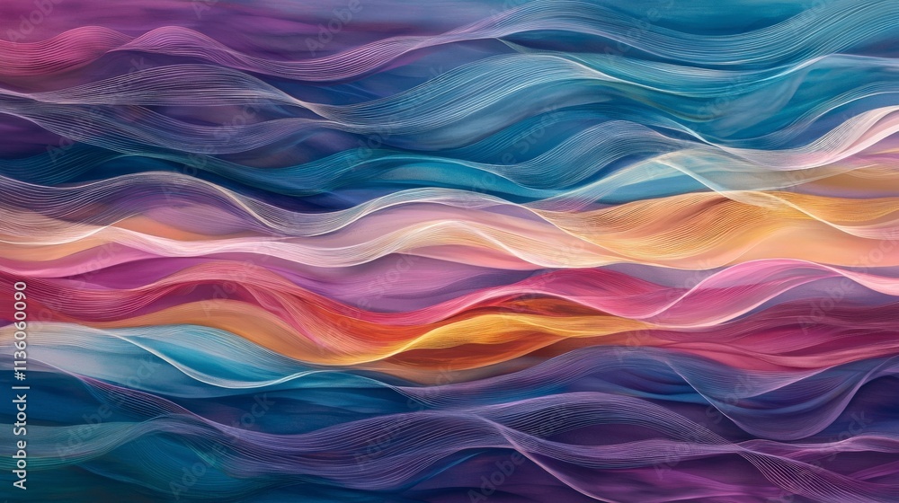 Poster vivid display of light waves in colorful patterns abstract digital art vibrant environment aesthetic