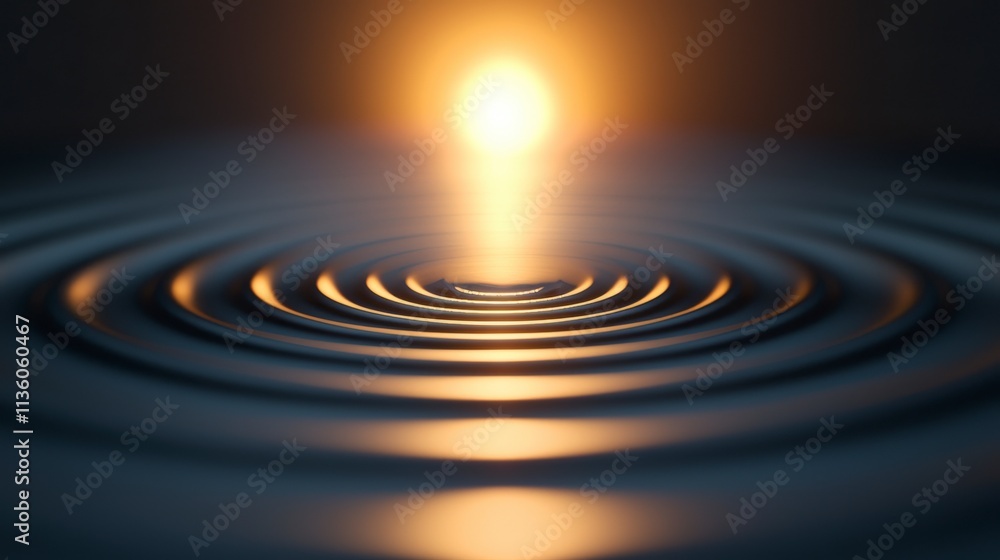 Poster Resonating waves of light reflection in nature artistic visualization tranquil environment close-up view