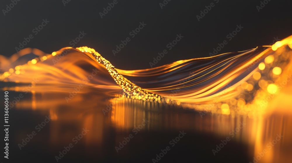 Aufkleber Dynamic digital visualization of audio pitch waves abstract environment 3d graphics creative perspective