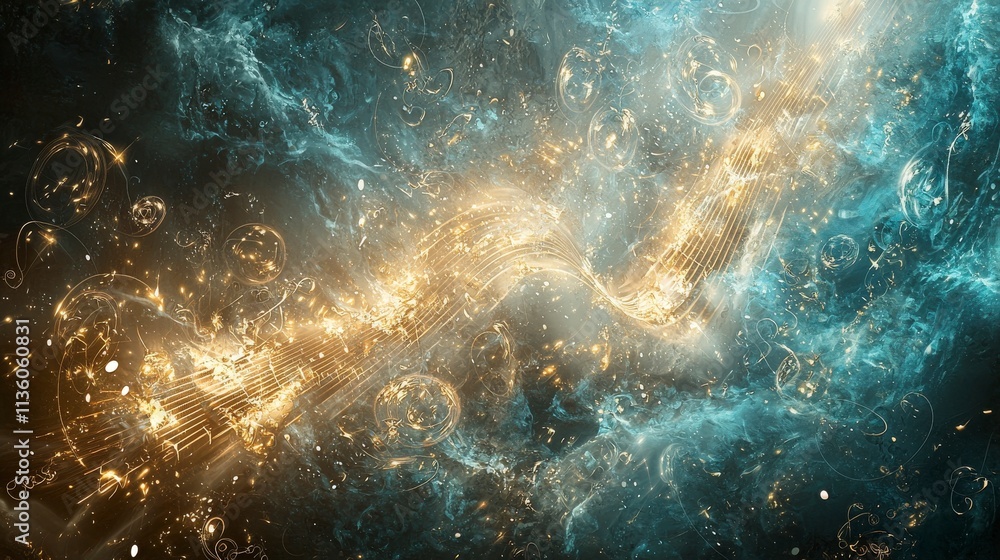Poster elegant light pulses create rhythmic visual symphony digital space abstract art cosmic environment v