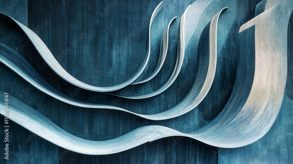Aufkleber Dynamic waves of sound shapes and patterns urban gallery visual art installation abstract environment artistic perspective