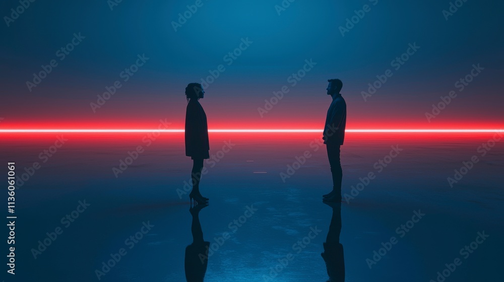 Poster connecting through light a unique encounter of two souls in a futuristic space