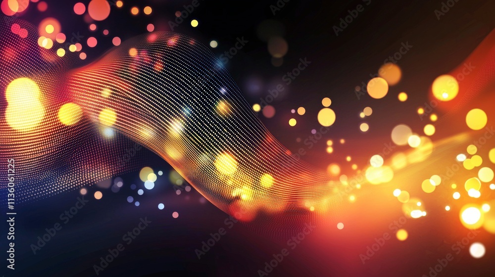 Poster captivating light display digital art abstract animation dark background vibrant colors soft rhythmi