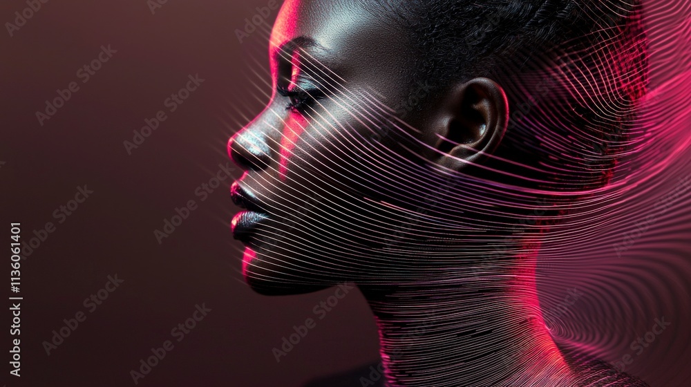 Leinwandbilder sound waves emphasizing cultural patterns artistic portrait studio setting close-up view visual conc
