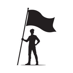 Fototapeta premium man holding a flag silhouette vector illustration