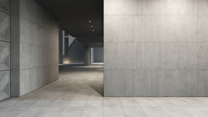 Lichtdurchfluteter Raum mit Betonwänden
