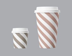 Blank paper coffee cup with lid mockup isolated on white background