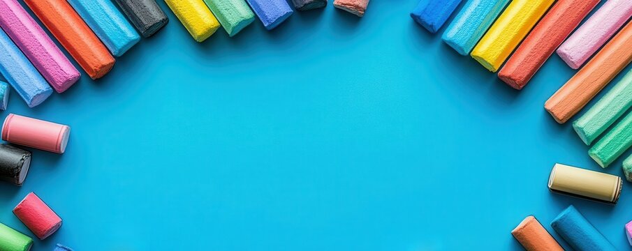 Block structure flat design top view classroom theme cartoon drawing colored pastel