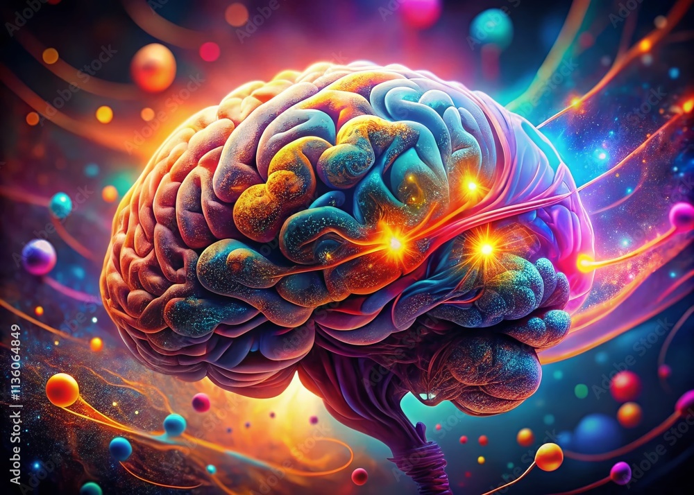 Poster candid photography of a human brain with a blurred background in generative ai design for creative e