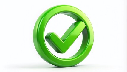 3D Green Checkmark in Circle - Macro Photography