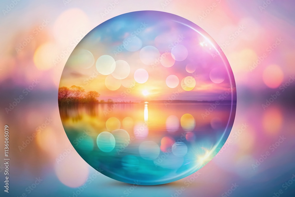 Poster candid photography of round blur gradient element in soft pastel shades creating a dreamy atmosphere