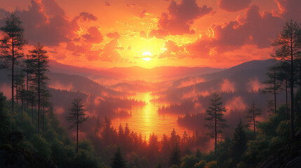 Fototapeta premium sunset in the mountains