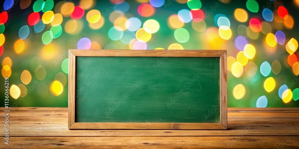 Poster captivating blank green blackboard with a bokeh effect creating an artistic atmosphere for education