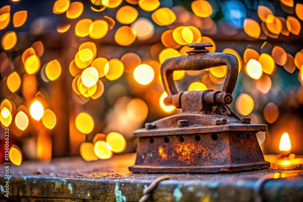 Poster captivating bokeh effect on old rusty metal iron background showcasing unique textures and colors fo