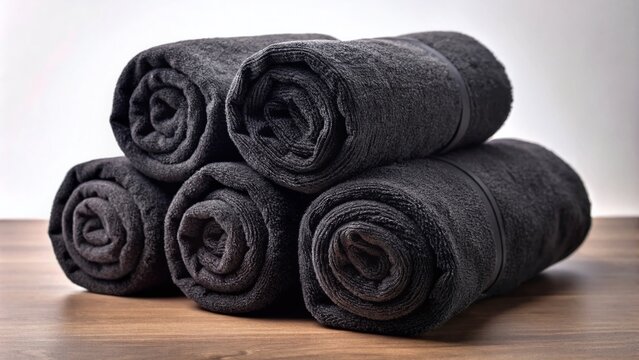 Black Towel Rolls - Home Textile Silhouettes - Flat Design