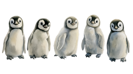 Five penguins in a row, captivating glimpse of antarctic wildlife 