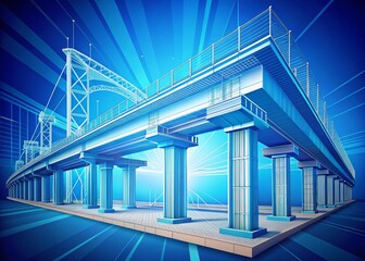 Obraz premium Colorful Bridge Blueprint Illustration - Engineering Design
