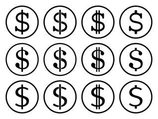 symbol dolara zestaw ikon, grafika wektorowa © robert6666