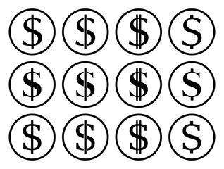 symbol dolara zestaw ikon, grafika wektorowa © robert6666
