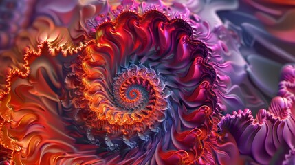 Intricate valentine   s day heart spiral design with vibrant colors for celebrations and invitations