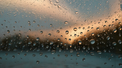 Abstract Water Droplets on Glass. A textured surface of water droplets on clear glass, lit from behind for a dramatic effect