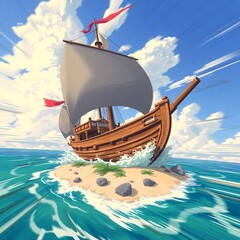Ship in a island 