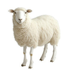 Fototapeta premium Fluffy White Sheep Standing on Green Grass Under Clear Sky