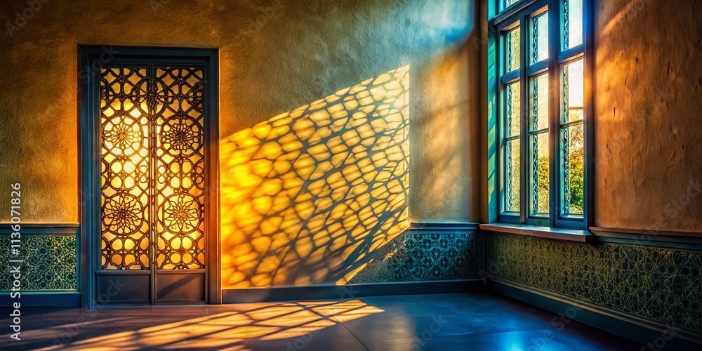 Poster captivating play of light and shadow through a window on a sunny day, perfect for evoking calmness a