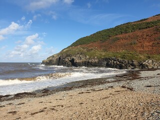 Waves at Cwmtydu beach, Wales