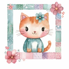 Cute watercolor cat in a portrait clipart