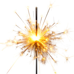 Fototapeta premium A burning sparkler isolated on transparent background