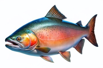 Night Salmon, Isolated, White Background, Photorealistic