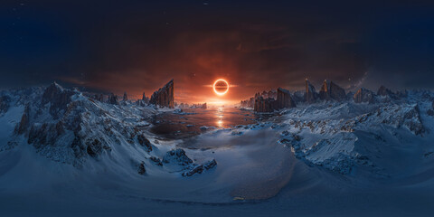 Ringed planet eclipse 8K VR 360 Equirectangular Spherical Panorama
