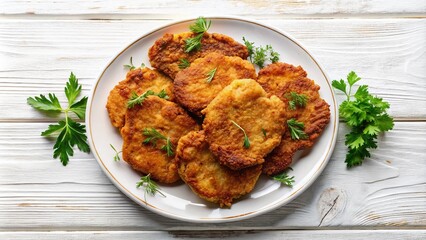 Fototapeta premium Rustic Fried Meat Cutlets - Architectural Photography