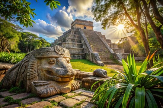 Chac Mool Statue Chichen Itza Ruins